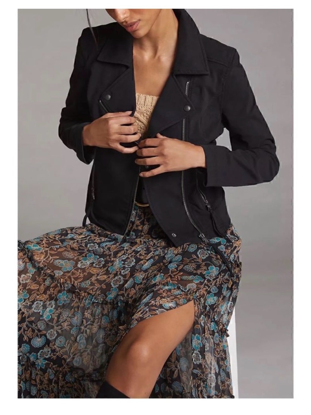 ANTHROPOLOGIE MARRAKECH Black Moto-Style Jacket